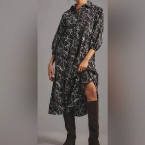 Maeve Black and White Bettina dress size petite medium horse print